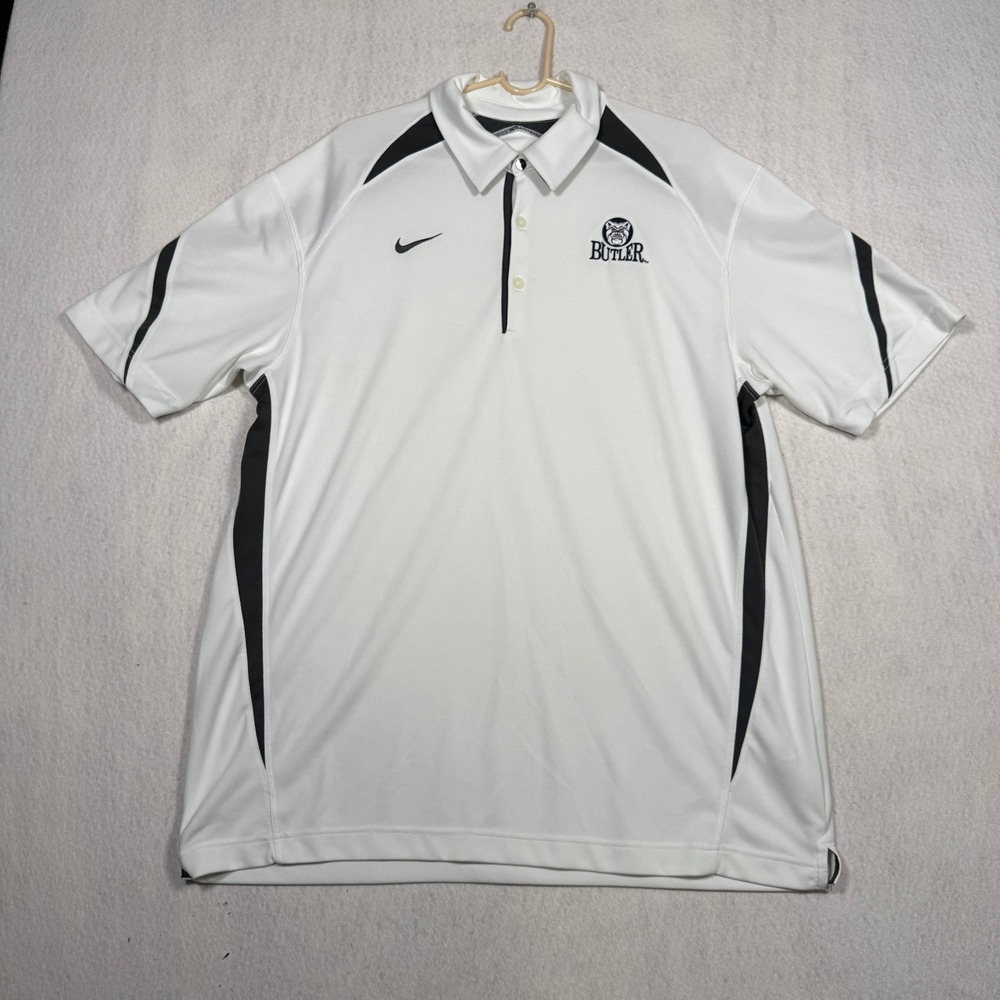 Nike Mens Butler Bulldogs Dri-FIT Polo Shirt White Black Athletic Size Large